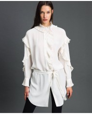 TWINSET Vestito Donna A-TI Abito Tunica Misto Seta Crepe Cinta Bian... TWINSET Vestito Donna A-TI Abito Tunica Misto Seta Crepe Cinta Bian...
