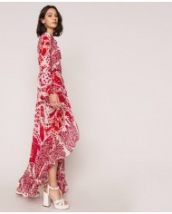 Gonna lunga asimmetrica rosso/bocciolo donna con stampa | TWINSET Gonna lunga asimmetrica rosso/bocciolo donna con stampa | TWINSET