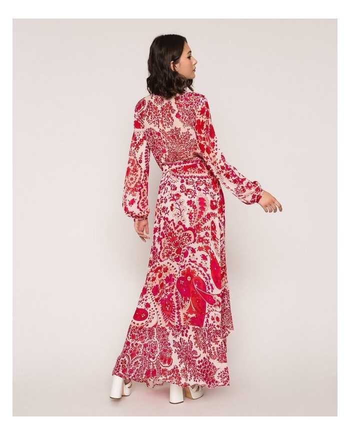 Gonna lunga asimmetrica rosso/bocciolo donna con stampa | TWINSET Gonna lunga asimmetrica rosso/bocciolo donna con stampa | TWINSET