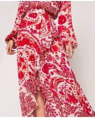 Gonna lunga asimmetrica rosso/bocciolo donna con stampa | TWINSET Gonna lunga asimmetrica rosso/bocciolo donna con stampa | TWINSET