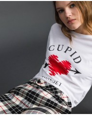 TWINSET Pantaloni Donna A-TI Flare Lana Pizzo Nero Check Quadri Gri...