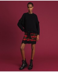 TWINSET Gonna Donna A-TI Corta Vita Alta Lana Quadri Pizzo Zip Ross... TWINSET Gonna Donna A-TI Corta Vita Alta Lana Quadri Pizzo Zip Ross...