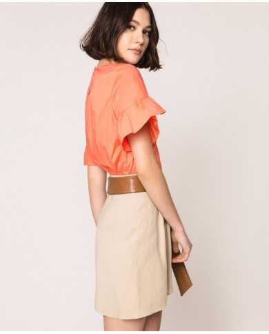 Gonna nougat donna con zip su fianco e pieghe in vita | TWINSET Gonna nougat donna con zip su fianco e pieghe in vita | TWINSET