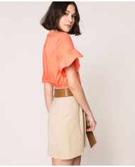 Gonna nougat donna con zip su fianco e pieghe in vita | TWINSET