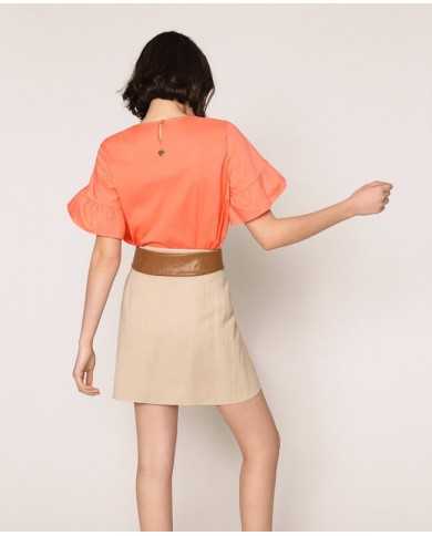 Gonna nougat donna con zip su fianco e pieghe in vita | TWINSET Gonna nougat donna con zip su fianco e pieghe in vita | TWINSET