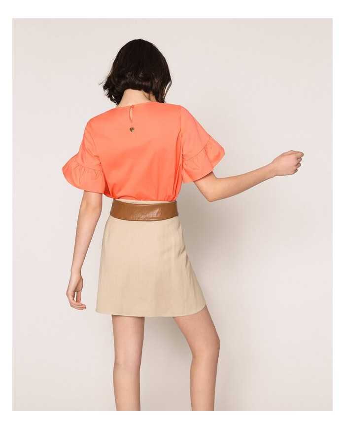 Gonna nougat donna con zip su fianco e pieghe in vita | TWINSET