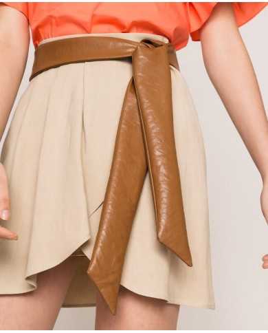 Gonna nougat donna con zip su fianco e pieghe in vita | TWINSET Gonna nougat donna con zip su fianco e pieghe in vita | TWINSET