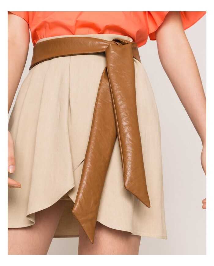 Gonna nougat donna con zip su fianco e pieghe in vita | TWINSET