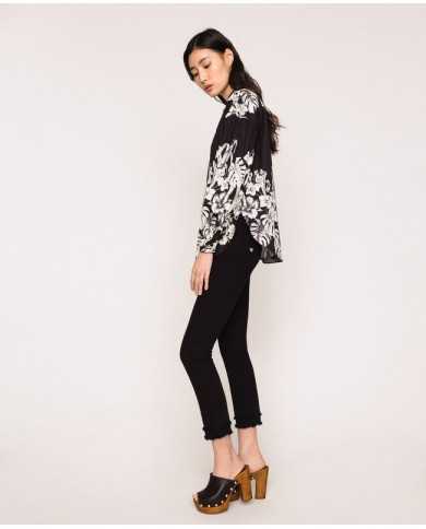 camicia grafico nero donna con stampa floreale | TWINSET camicia grafico nero donna con stampa floreale | TWINSET