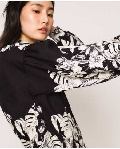 camicia grafico nero donna con stampa floreale | TWINSET camicia grafico nero donna con stampa floreale | TWINSET