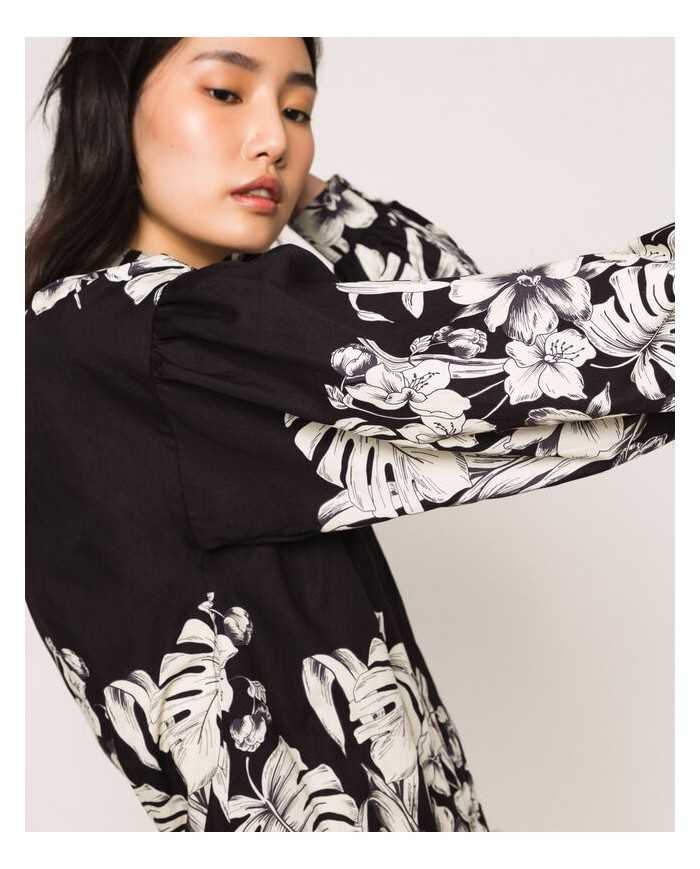 camicia grafico nero donna con stampa floreale | TWINSET