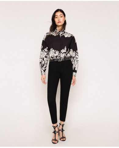 camicia grafico nero donna con stampa floreale | TWINSET camicia grafico nero donna con stampa floreale | TWINSET