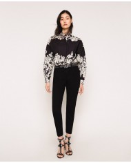camicia grafico nero donna con stampa floreale | TWINSET