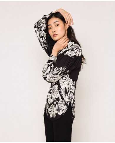 camicia grafico nero donna con stampa floreale | TWINSET camicia grafico nero donna con stampa floreale | TWINSET