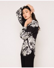 camicia grafico nero donna con stampa floreale | TWINSET