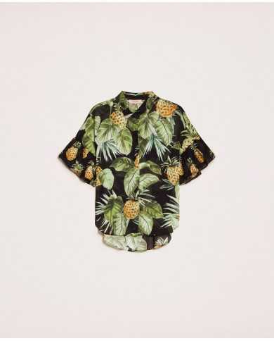 camicia nero donna con stampa ananas | TWINSET camicia nero donna con stampa ananas | TWINSET