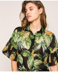 camicia nero donna con stampa ananas | TWINSET