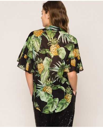 camicia nero donna con stampa ananas | TWINSET camicia nero donna con stampa ananas | TWINSET