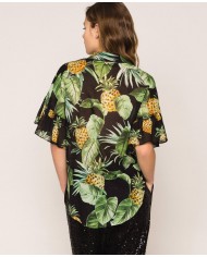 camicia nero donna con stampa ananas | TWINSET