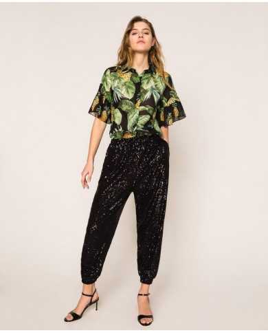 camicia nero donna con stampa ananas | TWINSET camicia nero donna con stampa ananas | TWINSET