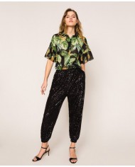 camicia nero donna con stampa ananas | TWINSET