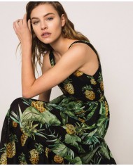 Abito lungo nero donna con stampa ananas | TWINSET
