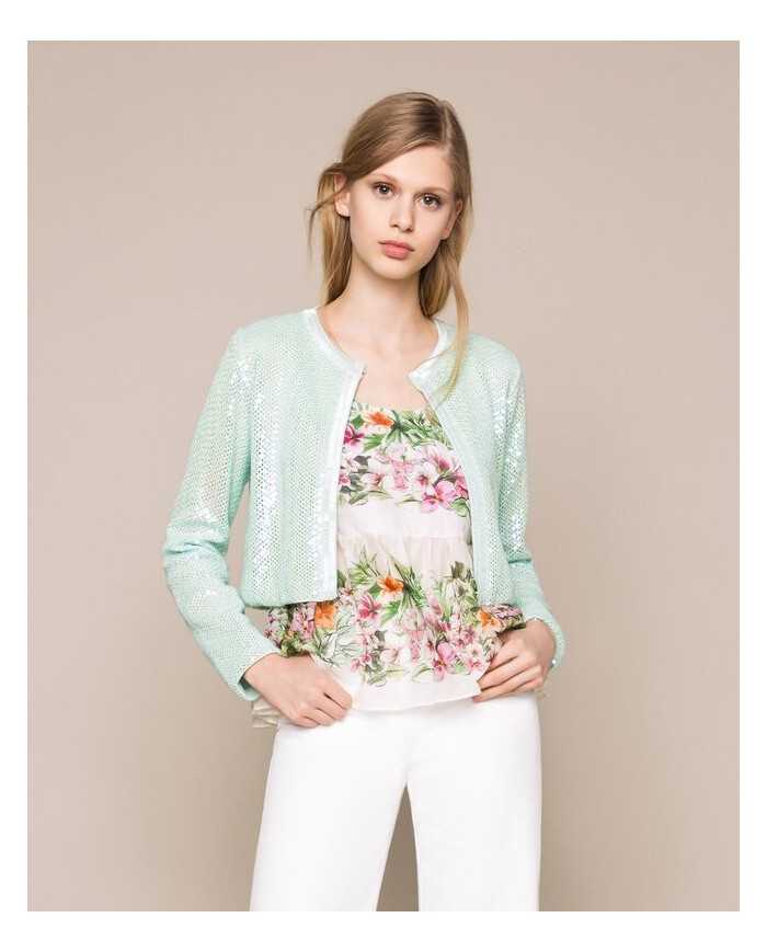 Top neve donna con stampa hibiscus e vita arricciata | TWINSET Top neve donna con stampa hibiscus e vita arricciata | TWINSET