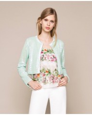 Top neve donna con stampa hibiscus e vita arricciata | TWINSET