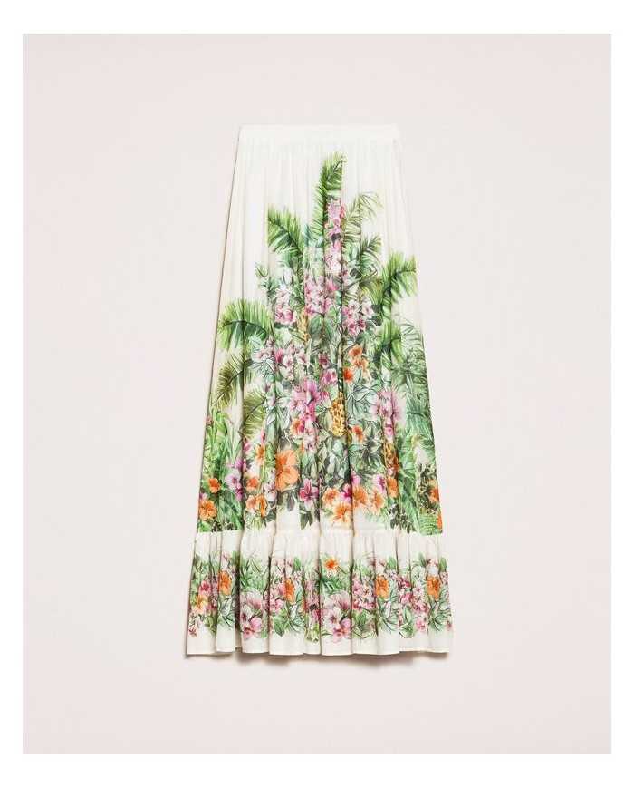 Gonna Flowers neve donna con stampa ibiscus | TWINSET