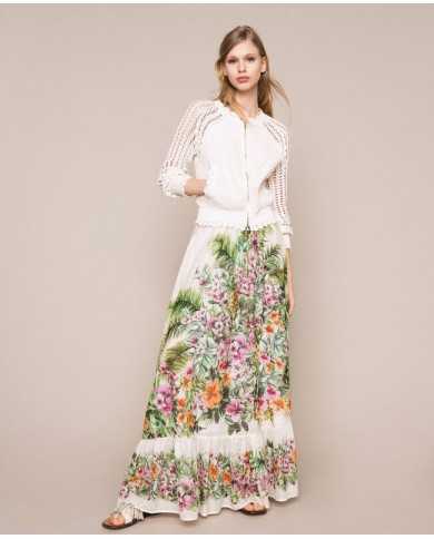 Gonna Flowers neve donna con stampa ibiscus | TWINSET Gonna Flowers neve donna con stampa ibiscus | TWINSET