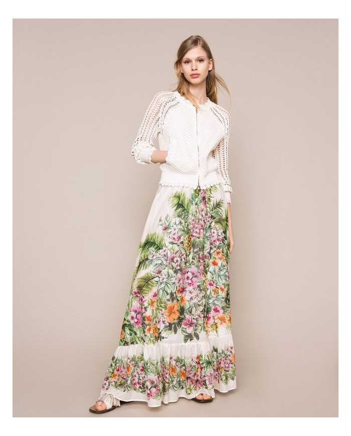 Gonna Flowers neve donna con stampa ibiscus | TWINSET Gonna Flowers neve donna con stampa ibiscus | TWINSET