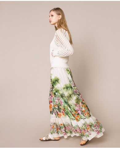 Gonna Flowers neve donna con stampa ibiscus | TWINSET Gonna Flowers neve donna con stampa ibiscus | TWINSET