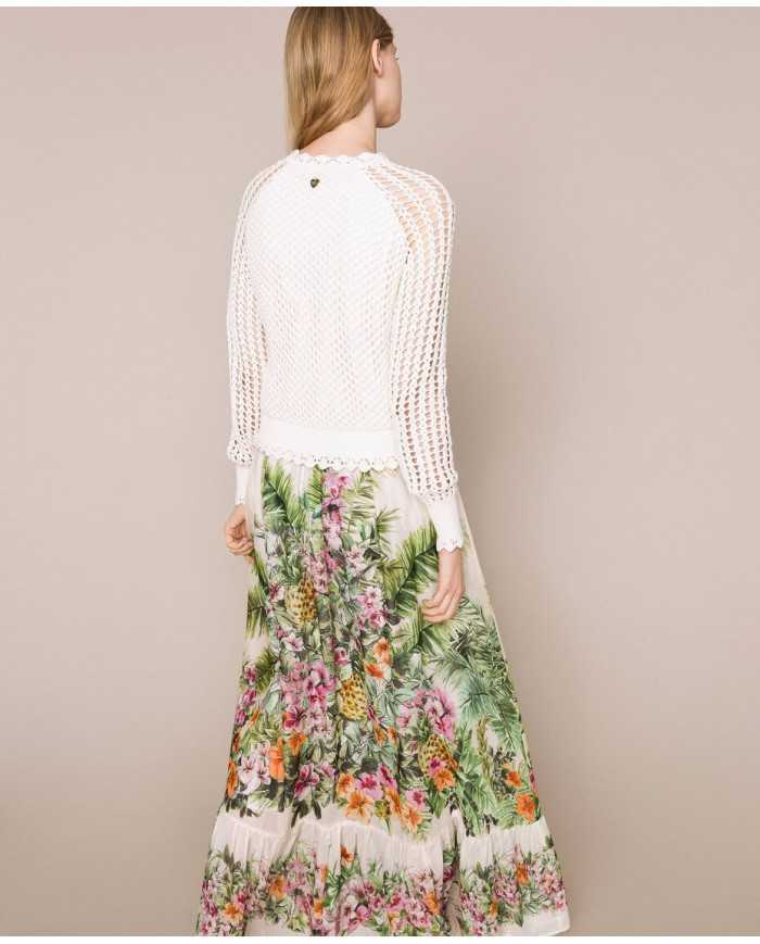 Gonna Flowers neve donna con stampa ibiscus | TWINSET