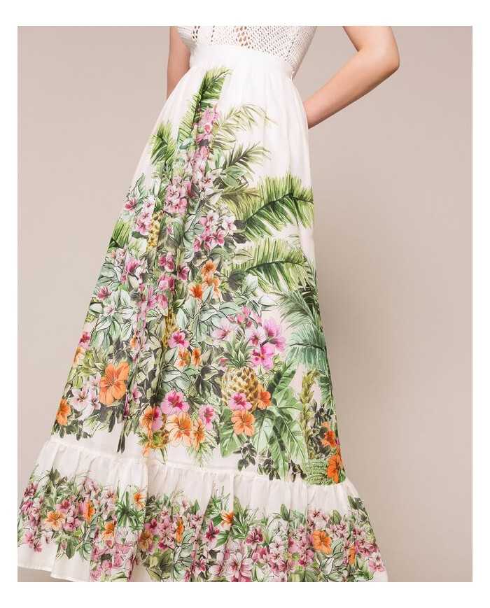 Gonna Flowers neve donna con stampa ibiscus | TWINSET