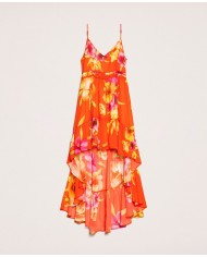 Abito arancione donna con stampa Hibiscus Flame | TWINSET