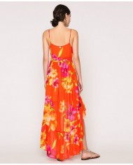 Abito arancione donna con stampa Hibiscus Flame | TWINSET