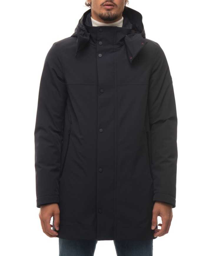parka blu grafite da uomo con trattamento teflon TM ecolite | PEUTEREY parka blu grafite da uomo con trattamento teflon TM ecolite | PEUTEREY