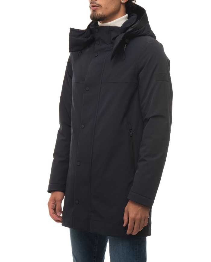 parka blu grafite da uomo con trattamento teflon TM ecolite | PEUTEREY parka blu grafite da uomo con trattamento teflon TM ecolite | PEUTEREY