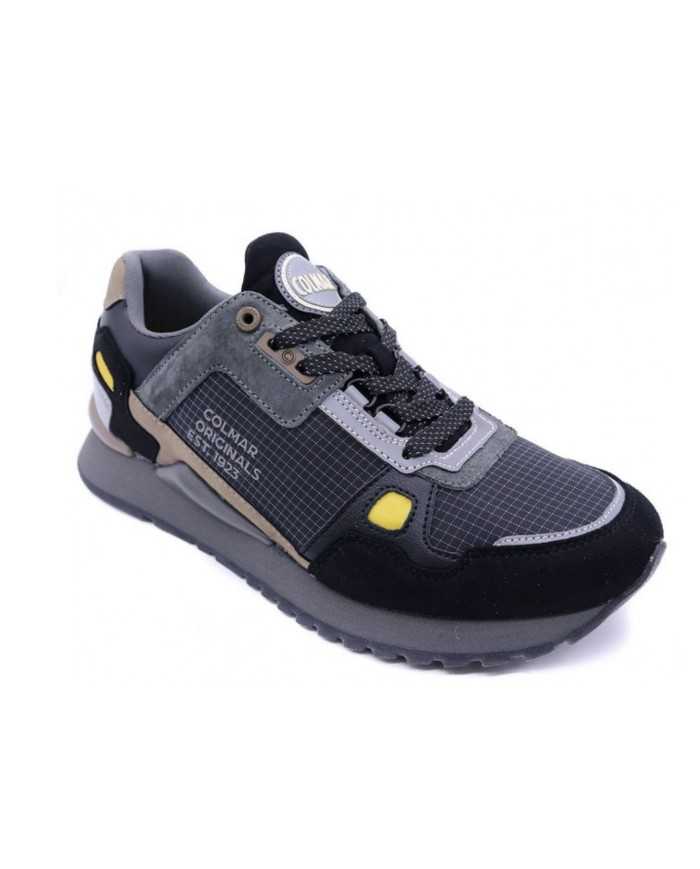 sneakers nere da uomo con inserti gialli e scritta logata | COLMAR