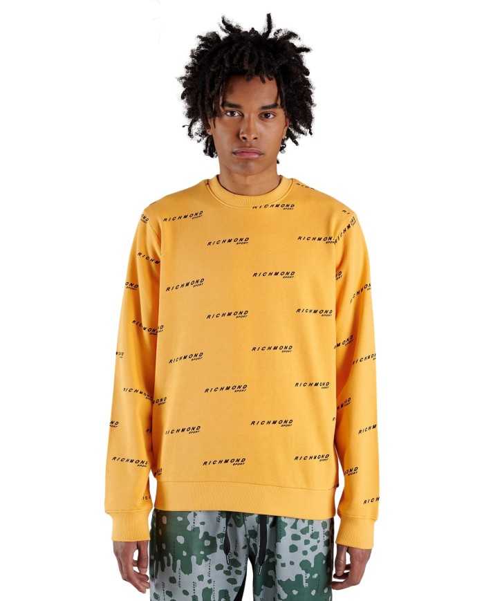 felpa arancio da uomo con motivo logato all-over | RICHMOND felpa arancio da uomo con motivo logato all-over | RICHMOND