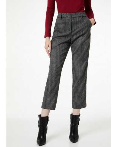 LIU JO Pantaloni Donna A-TI cropped Vita Alta Perline Elastici Grig...