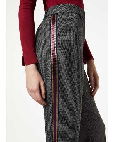 LIU JO Pantaloni Donna A-TI cropped Vita Alta Perline Elastici Grig...