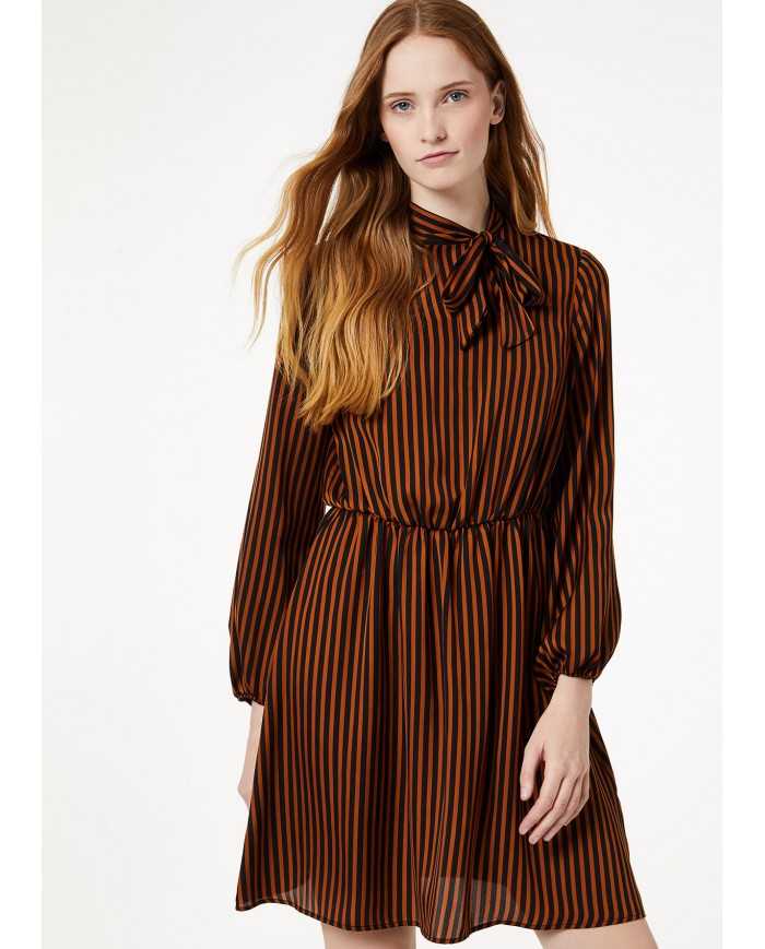 LIU JO Abito Donna A-TI Vestito Corto Fiocco Foulard Raso Cinta Ela...