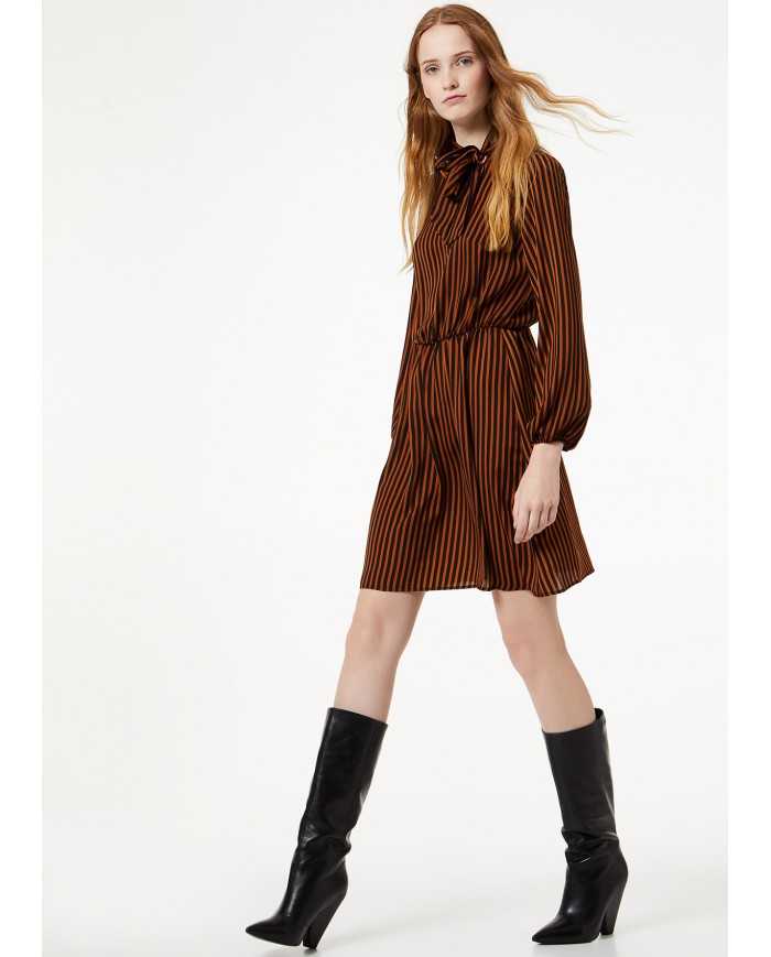 LIU JO Abito Donna A-TI Vestito Corto Fiocco Foulard Raso Cinta Ela...