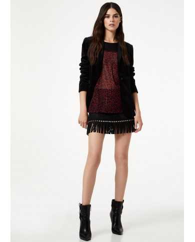 LIU JO Top Donna A-TI Georgette Chiusura Goccia Bottone Rosso Leopa...