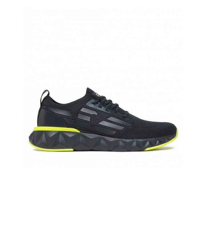 sneakers nero da uomo logato con dettagli giallo fluo | EA7 sneakers nero da uomo logato con dettagli giallo fluo | EA7