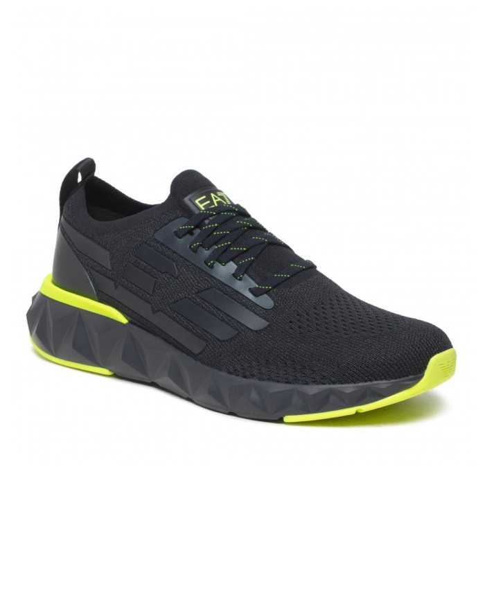 sneakers nero da uomo logato con dettagli giallo fluo | EA7 sneakers nero da uomo logato con dettagli giallo fluo | EA7