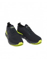 sneakers nero da uomo logato con dettagli giallo fluo | EA7
