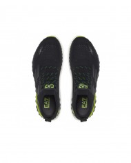sneakers nero da uomo logato con dettagli giallo fluo | EA7