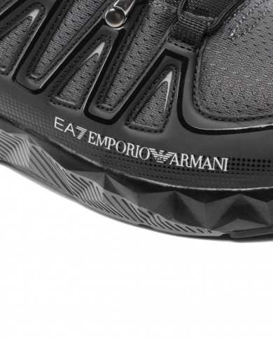 EA7 Armani Sneakers Uomo X8X055 XK224 A-ET Scarpe Eco Pelle Nere Q2...